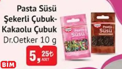 DR.OETKER  PASTA SÜSÜ ŞEKERLİ ÇUBUK-KAKAOLU ÇUBUK